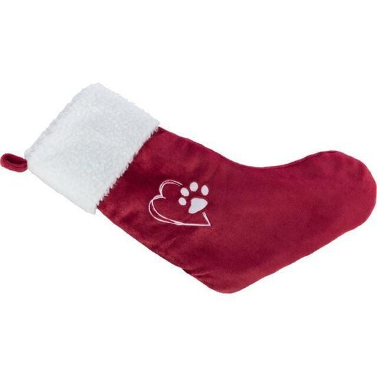 Trixie Xmas STOCKING vánoční ponožka 47 cm plyš červená/bílá
