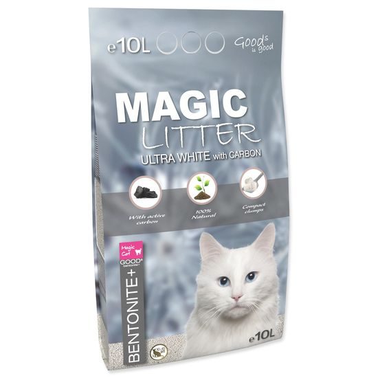 Magic Cat Kočkolit Magic Litter Bentonite Ultra White with Carbon 10L/9kg