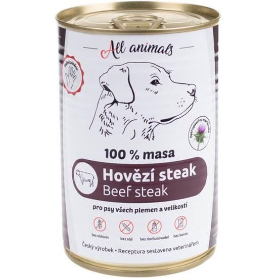 All Animals konzerva pro psy hovězí steak 400g