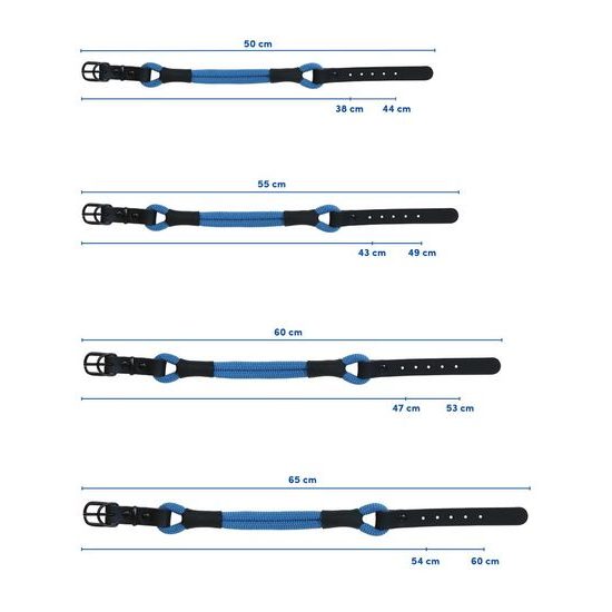 Aminela Obojek lano s kůží černé kování modrá