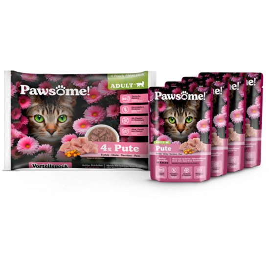 Pawsome! Adult s krůtím masem Multipack 4x85 g