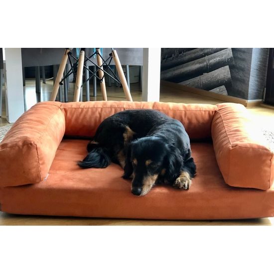 Aminela pelíšek s okrajem 80x60cm Half and Half oranžová/šedá