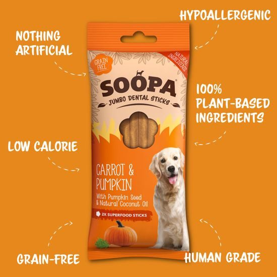 Soopa Pets Dentální tyčinky Jumbo s mrkví a dýní 170 g