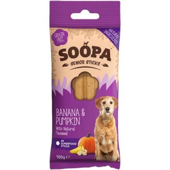 Soopa Pets Dentální tyčinky Soopa Senior s banánem, dýní a lněným semínkem 100 g