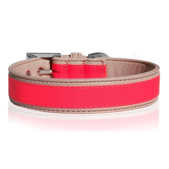 Milk&Pepper Obojek pro psa kožený neonový růžový 3 x 45 cm