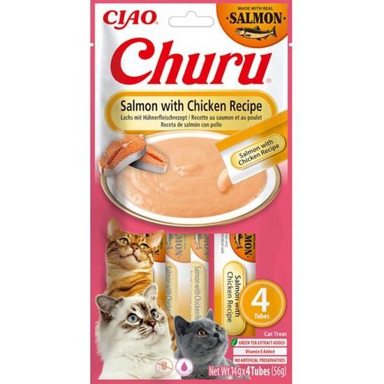 Inaba Churu Cat snack losos & kuře 4x14g