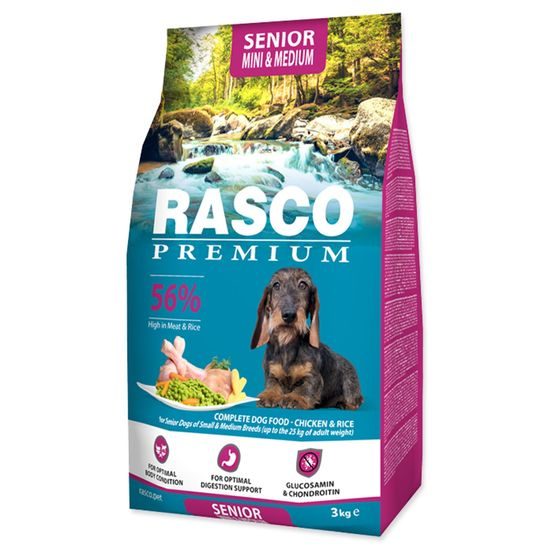 Rasco Premium Krmivo Senior Mini & Medium kuře s rýží 3kg