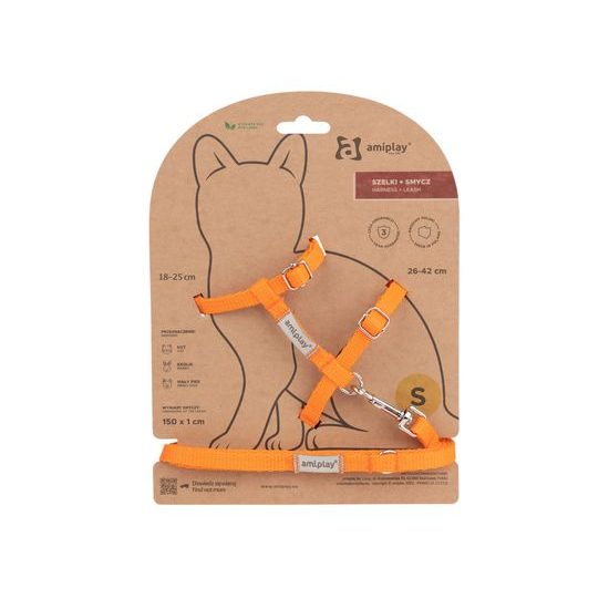 Amiplay Kšíry pro kočku s vodítkem Samba Oranžové