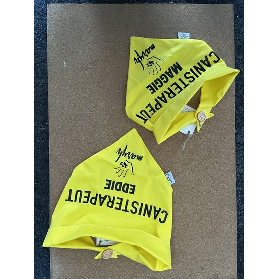 FUNKY DOG Žlutý šátek pro psa s nápisem