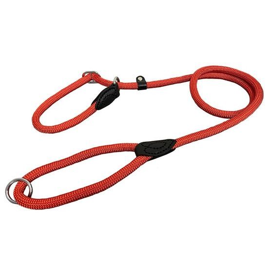 BAFPET Předváděcí vodítko lano šité kůží červená