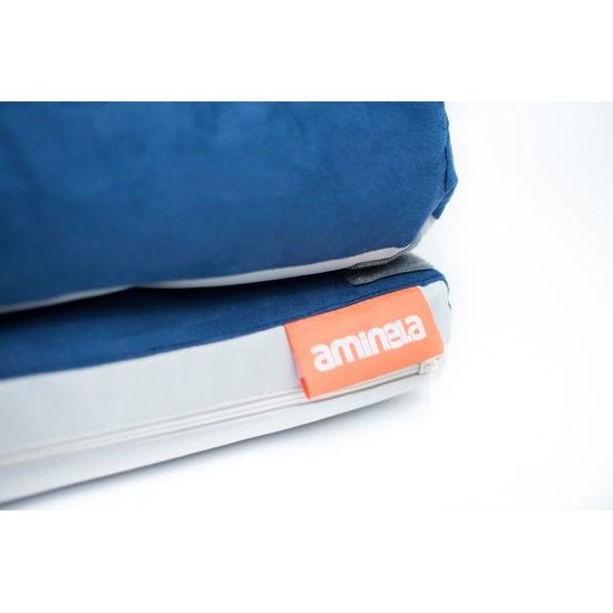 Aminela pelíšek s okrajem 120x80cm Half and Half modrá/světle šedá