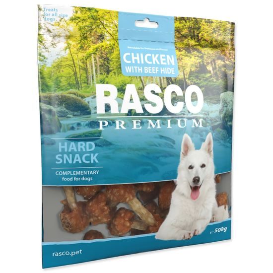 Rasco Premium Pochoutka buvolí kůže obalená kuřecím, paličky 500g