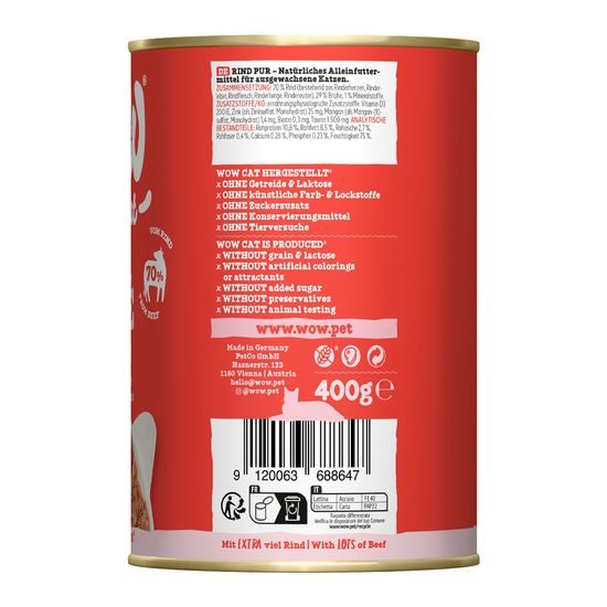 WOW Cat Konzerva Paté Hovězí PUR Adult 400g