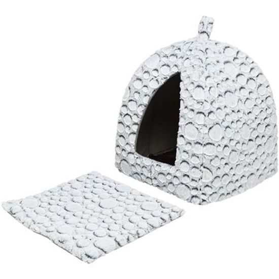 Trixie MILA plyšová jeskyně s polštářem 32x42x32cm bílá/šedá