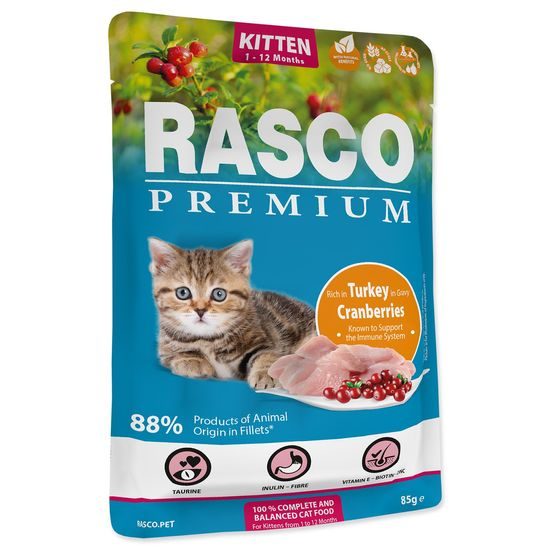 Rasco Premium Kapsička Kitten krůta s brusinkou 85g