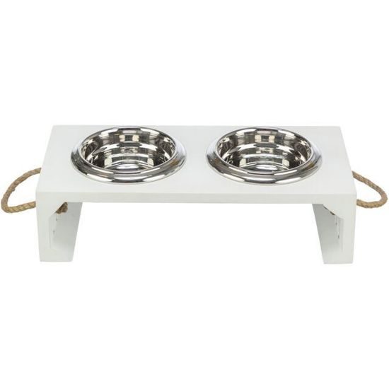 Trixie BE NORDIC bar s miskami 2x0,4 l/ø 14 cm MDF/nerez bílá