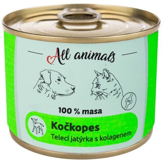 All Animals Kočkopes konzerva telecí jatýrka s kolagenem 200g
