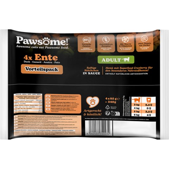 Pawsome! Adult s kachním masem Multipack 4x85 g