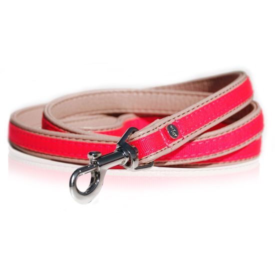 Milk&Pepper Vodítko pro psa kožené neonové růžové 1,5 x 120 cm