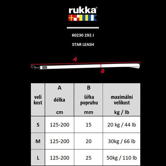 Rukka Star vodítko prodlužovací reflexní