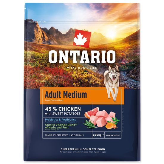 Ontario Krmivo Adult Medium Chicken & Sweet Potatoes 2,25kg