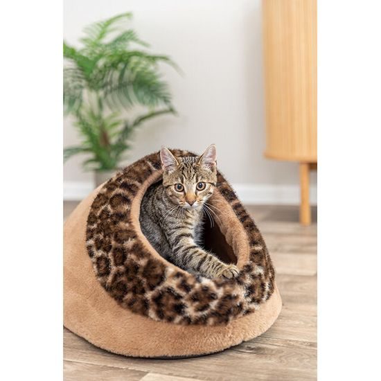 TRIXIE SOFT Edition plyšová kukaň LEO, 35 x 26 x 41 cm, hnědá/leopardí