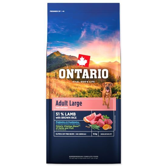 Ontario Krmivo Adult Large Lamb & Brown Rice 12kg
