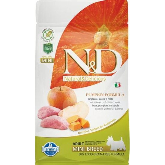N&D PUMPKIN Dog GF Wild Boar & Apple Adult Mini 800 g