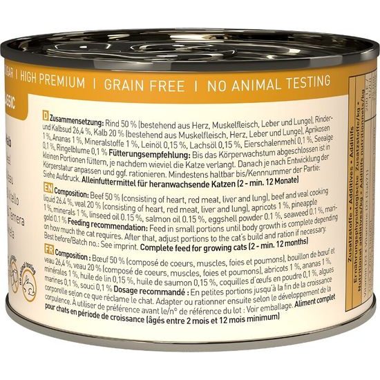 Catz finefood Konzerva pro koťata CF Classic Kitten No.7 s hovězím, telecím, meruňkami a ananasem 200 g