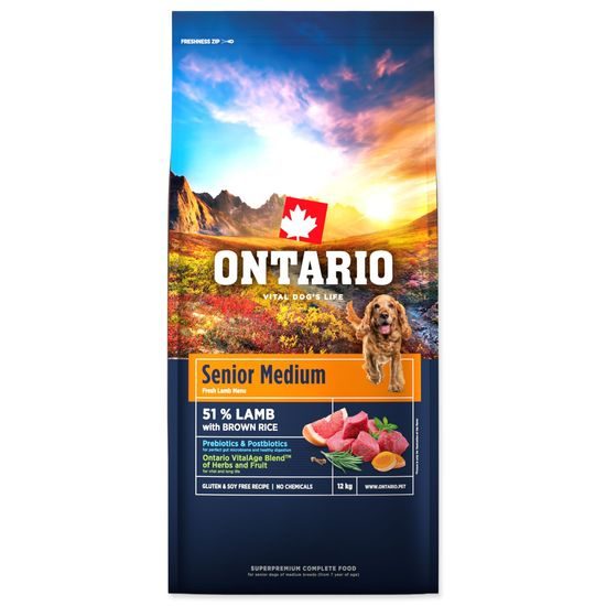 Ontario Krmivo Senior Medium Lamb & Brown Rice 12kg