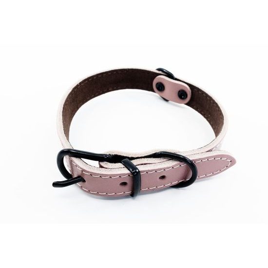 BafPet Kožený obojek ARGUS černé kování růžová