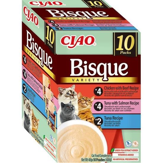 Inaba Ciao Bisque kuře, hovězí, tuňák a losos multipack 10x40 g