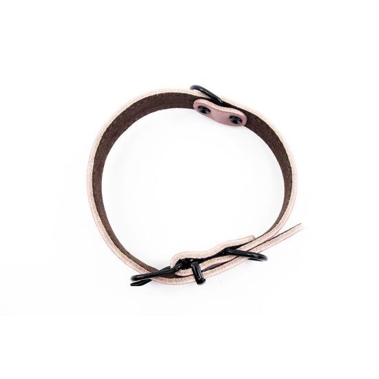 BafPet Kožený obojek ARGUS černé kování růžová