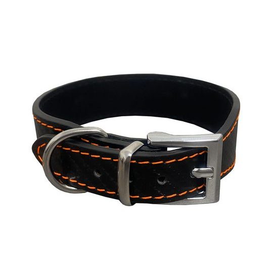 BAFPET Kožený obojek CARBON rozšířený oranžová