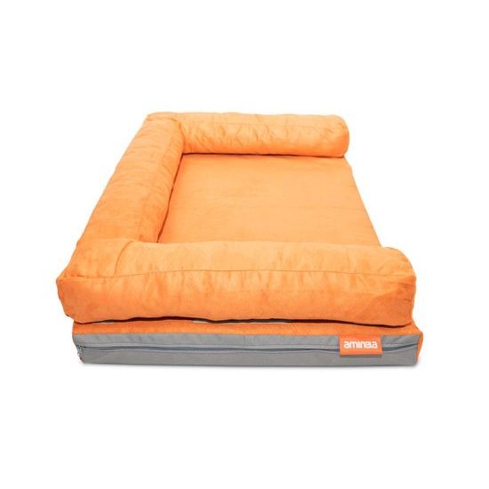Aminela pelíšek s okrajem 80x60cm Half and Half oranžová/šedá