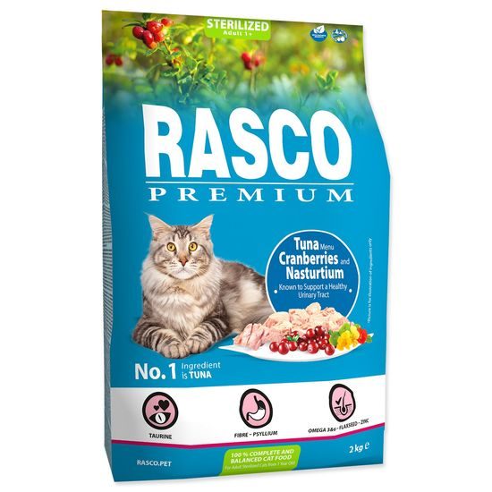 Rasco Premium Krmivo Sterilized tuňák s brusinkou a lichořeřišnicí 2kg
