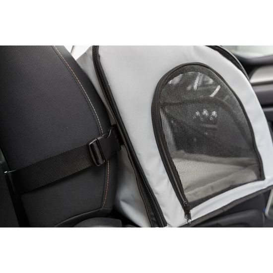 Trixie Autosedačka uzavíratelná skládací 4 strany celosíťové 44 x 37 x 40 cm šedo/černá