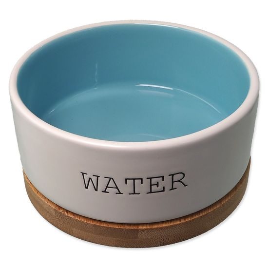 Dog fantasy Miska keramická WATER bílá/modrá s podtáckem 13x5,5cm, 400ml