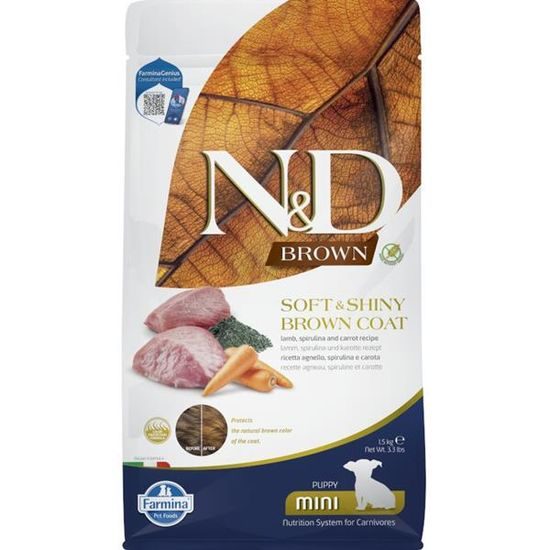 N&D BROWN Dog GF Lamb Spirulina & Carrot Puppy Mini 1,5 kg