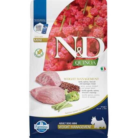 N&D QUINOA Dog GF Weight Management Lamb & Broccoli Adult Mini 800 g