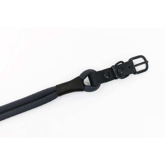 Aminela Obojek lano s kůží černé kování šedá