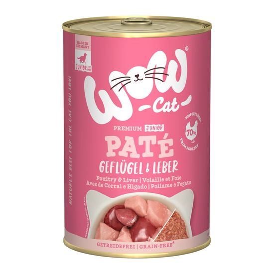 WOW Cat Konzerva Paté Drůbež s játry Kitten/Junior 400g