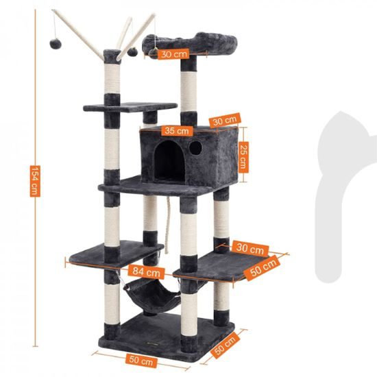 Vasagle Kočičí strom / škrabadlo modro-bílá, 154 cm