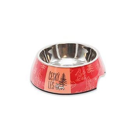 Akinu ČESKÝ LES Melaminová miska s nerez vložkou šípková červená S 400 ml