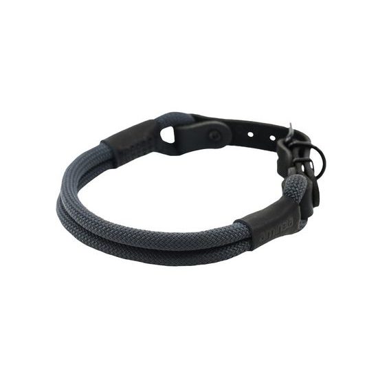 Aminela Obojek lano s kůží černé kování šedá