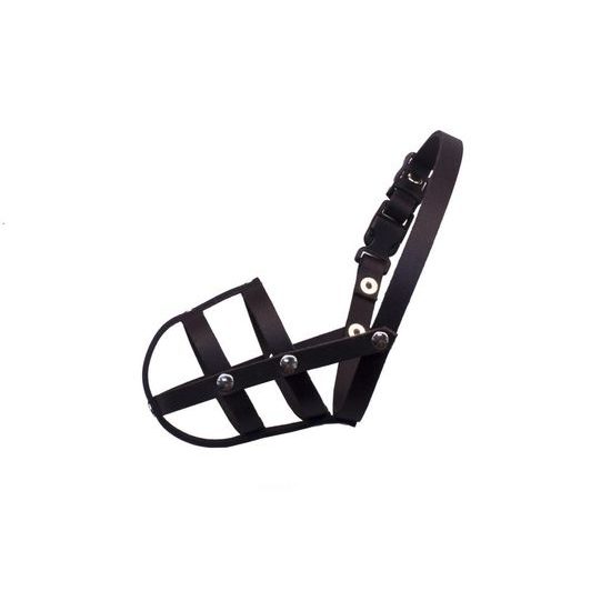 Bafpet Kožený náhubek pletený Černá