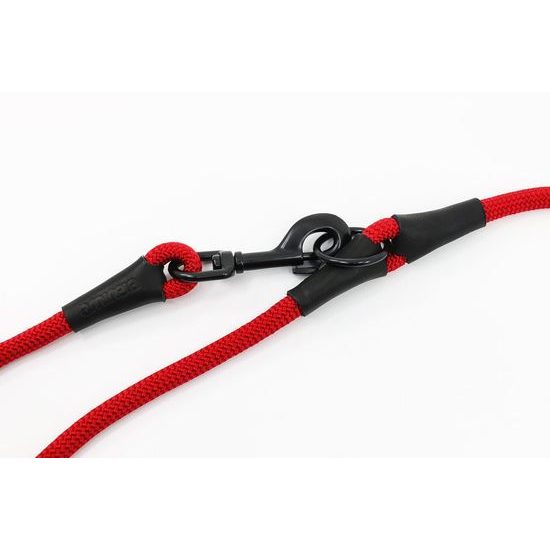 Aminela Vodítko lano s kůží přepínací černé kování červená
