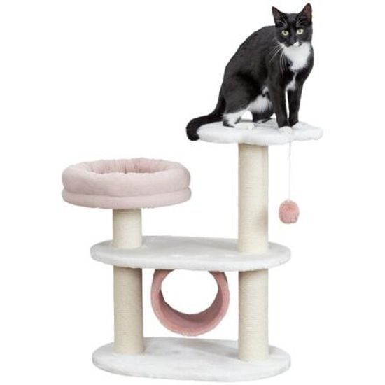 Trixie Škrabadlo ISABELLA 70cm oválná základna 2 patra tunel lůžko bílá/antická růžová