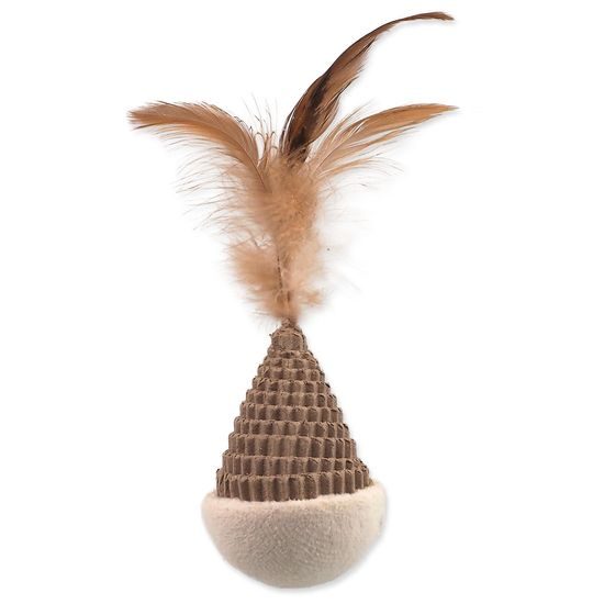 Magic Cat Hračka Natural Fun kužel s pírky karton/plyš bílá 6cm