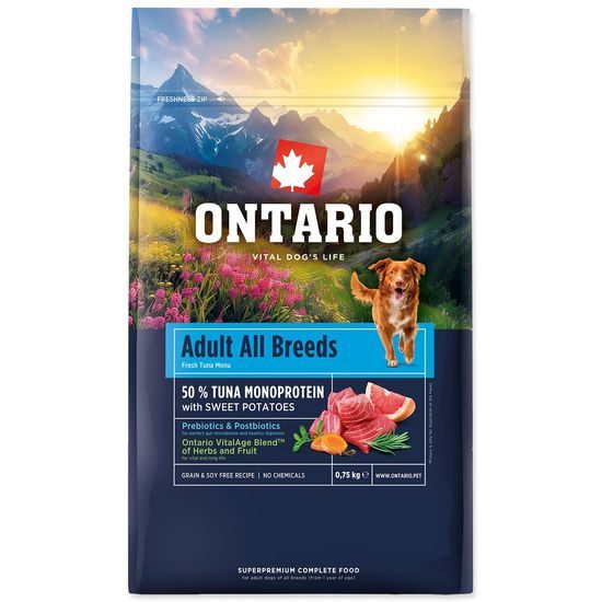 Ontario Krmivo Adult All Breeds Monoprotein Tuna & Sweet Potatoes 0,75kg